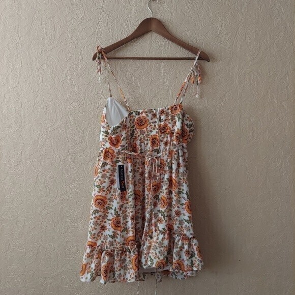 TEEZE ME Womens Ivory Tie Spaghetti Strap Short Fit + Flare Dress NWT 13/14 - Picture 6 of 11